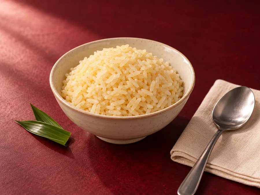 A bowl of fragrant Hainanese chicken rice — illustrative image